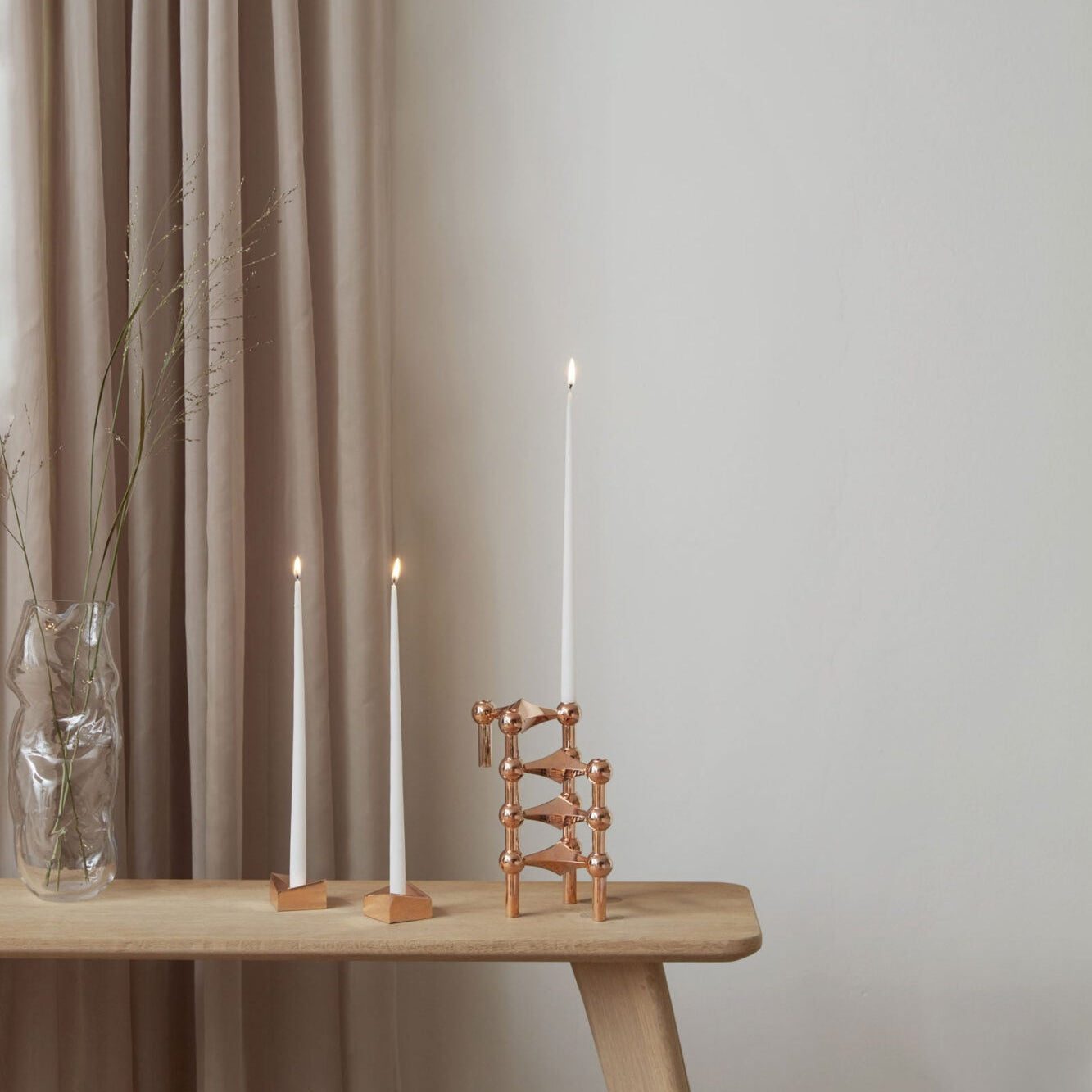 STOFF Nagel Candle Holder, Rose Gold, Set of 3