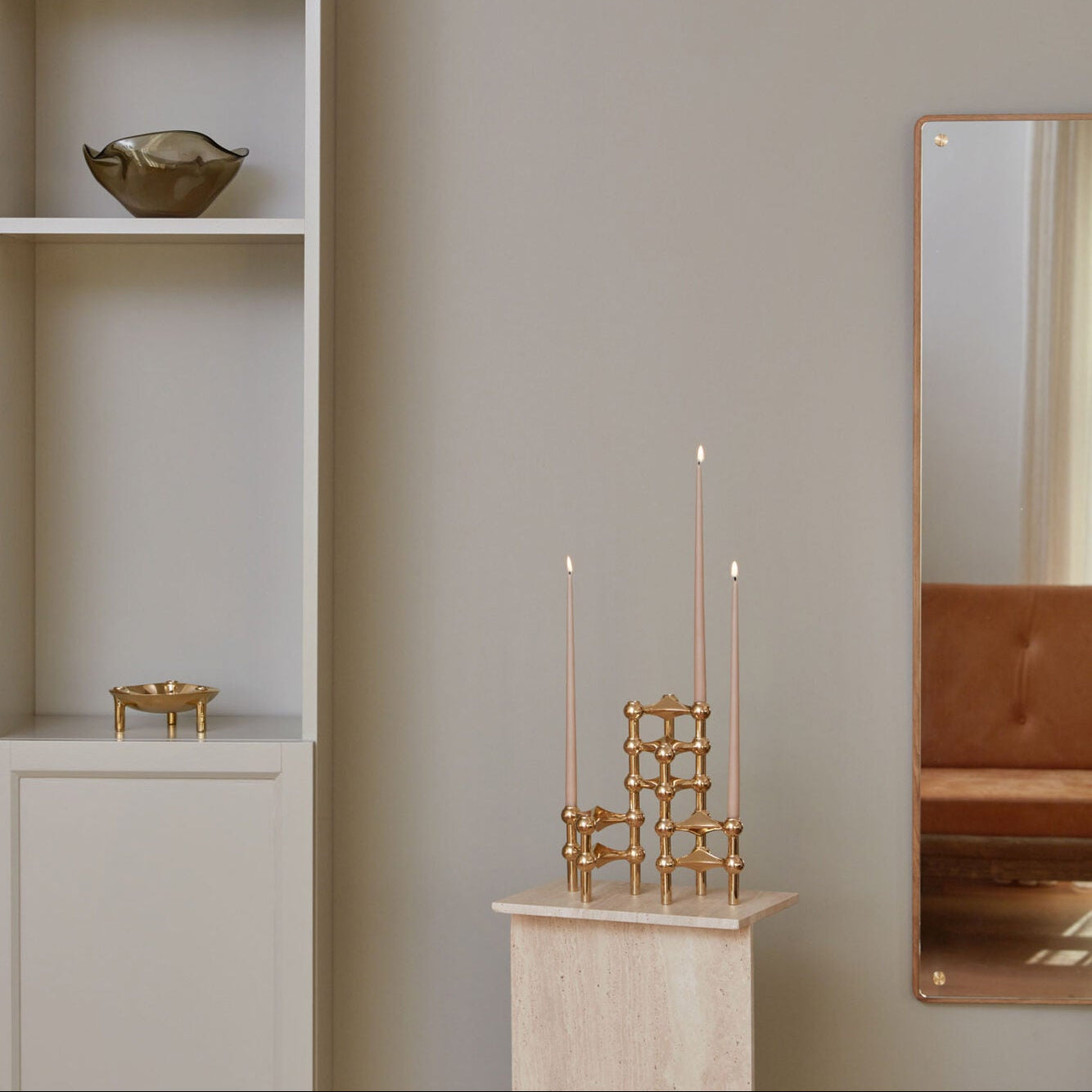 STOFF Nagel Candle Holder, Solid Brass, Set of 3