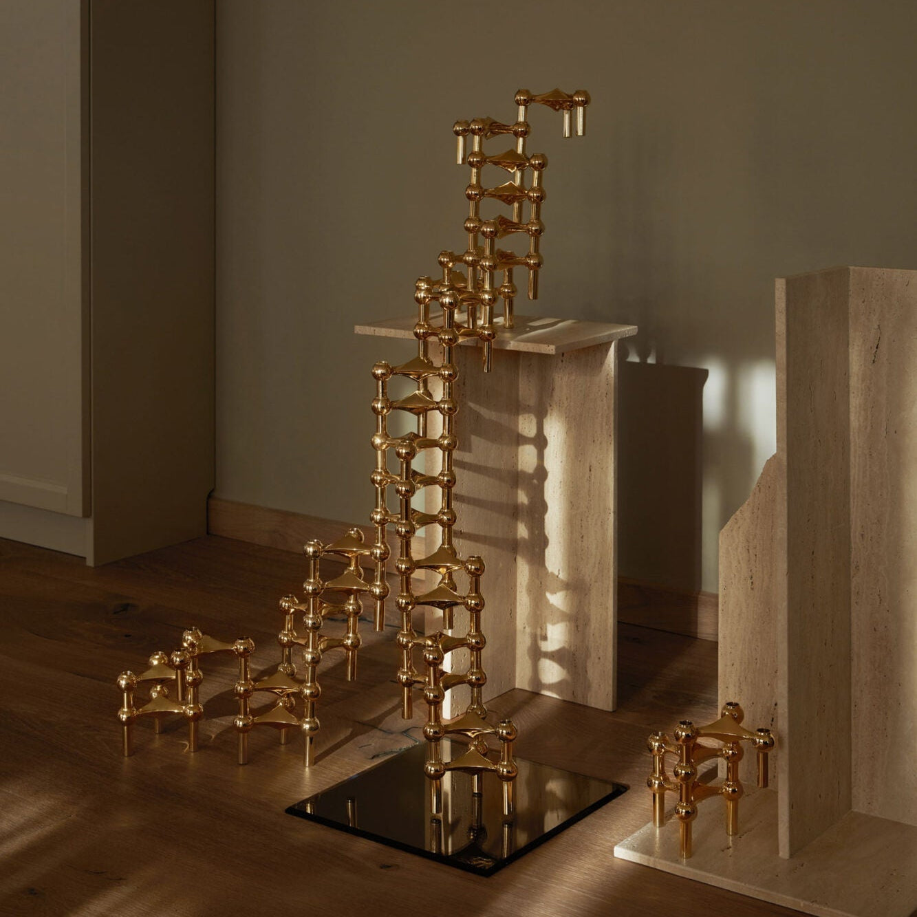 STOFF Nagel Candle Holder, Solid Brass, Set of 3