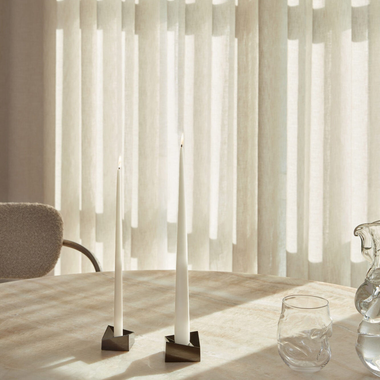 STOFF Nagel Reflect Candle Holder, Large, Black Chrome