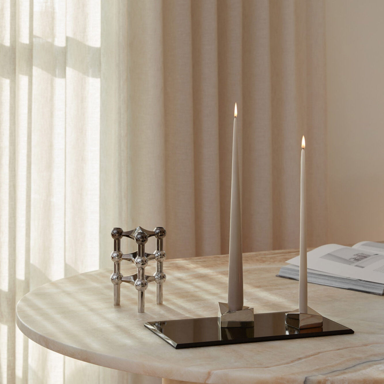 STOFF Nagel Reflect Candle Holder, Small, Chrome