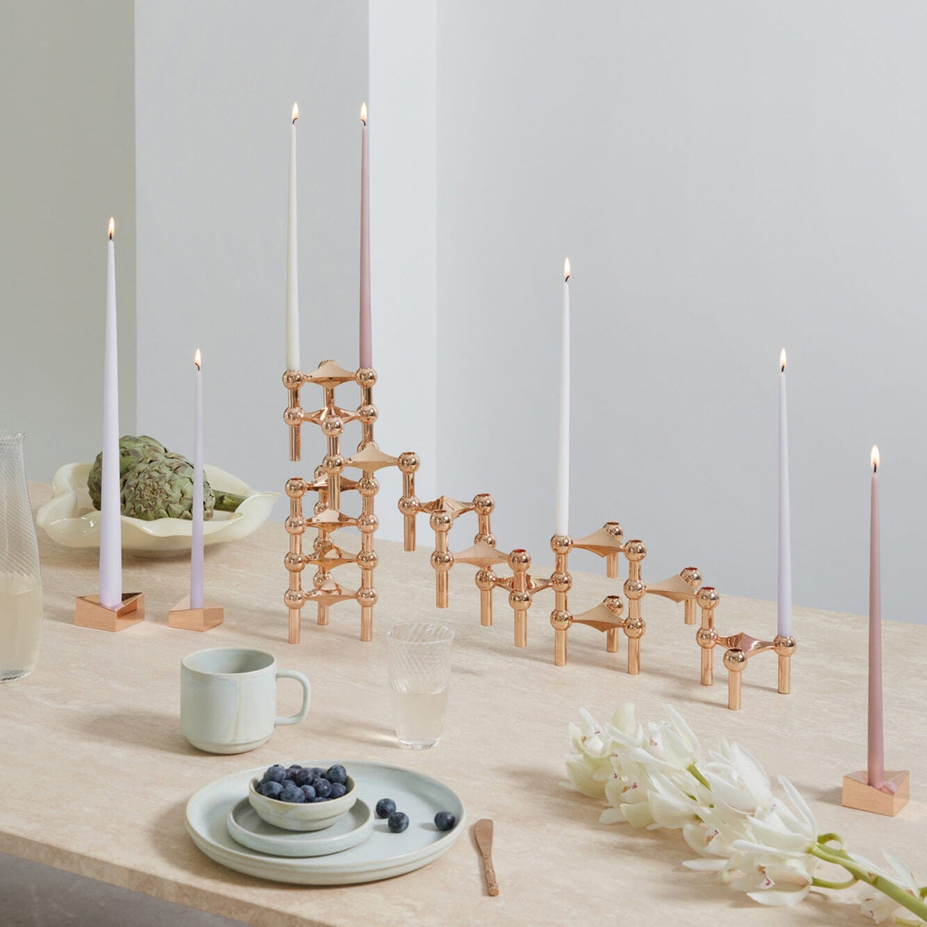 STOFF Nagel Reflect Candle Holder, Large, Rose Gold