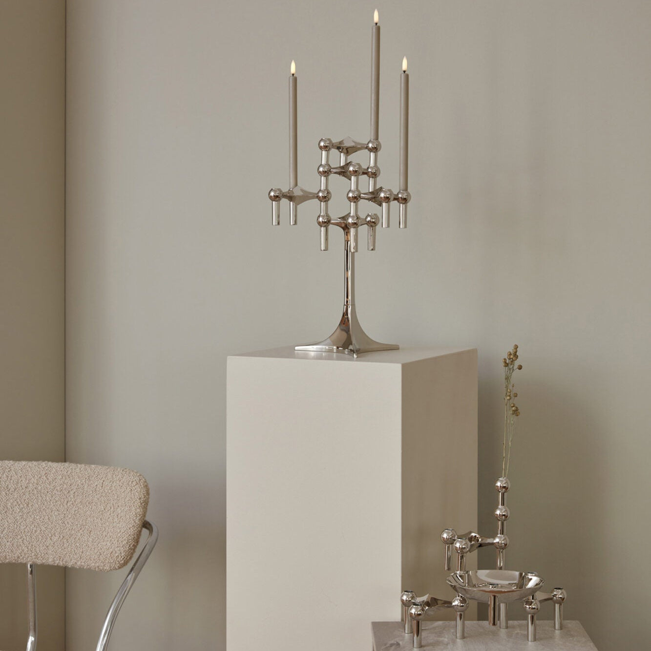 STOFF LED Taper Candle by Uyuni Lighting, Sand, Set of 2 - Batten Home