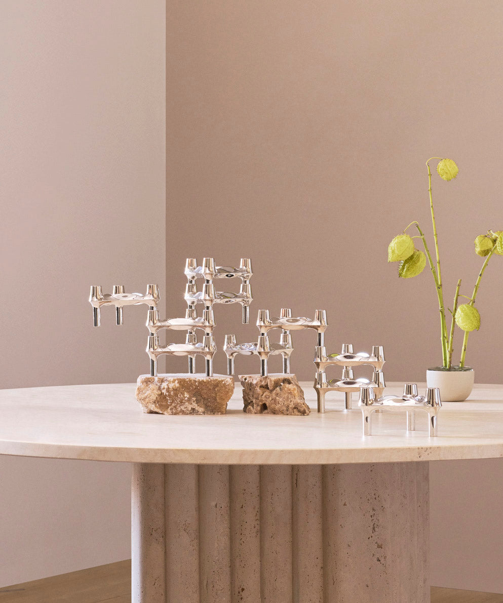 STOFF Nagel BMF Candle Holder, Chrome, Set of 3