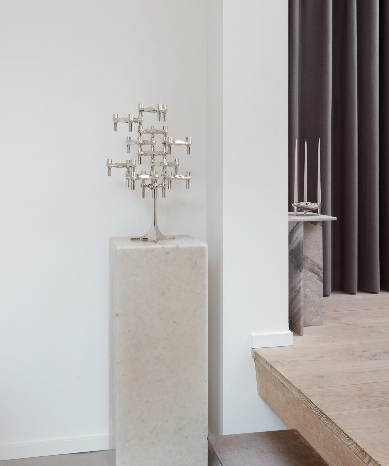 STOFF Nagel BMF Candle Holder, Chrome, Set of 3