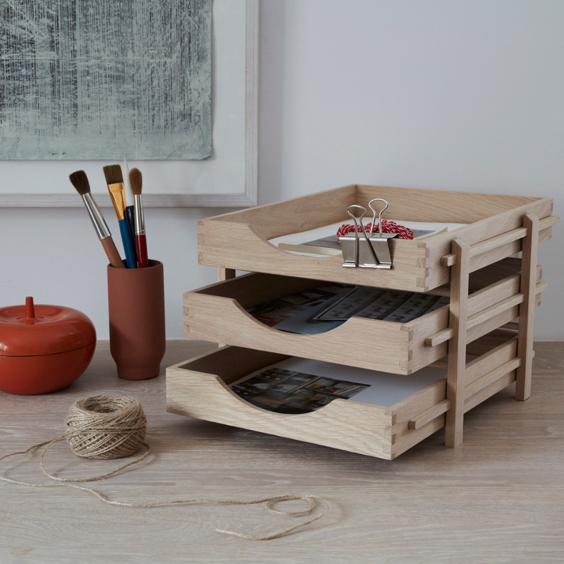 The Dania Letter Tray by Skagerak is a stunning, all natural oak filing system that fits perfectly atop a desk or work station. Constructed of three trays that build upon each other gradually - but can easily be grabbed if you need to transport your to-do pile on the go.