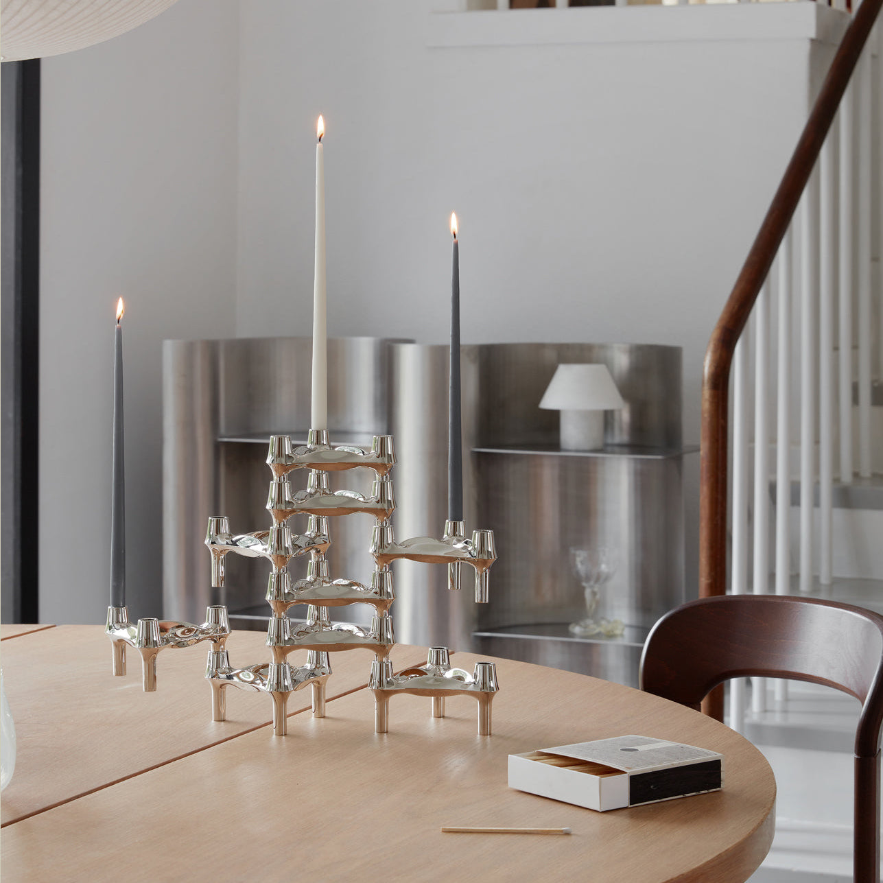 STOFF Nagel BMF Candle Holder, Chrome, Set of 3 - Batten Home