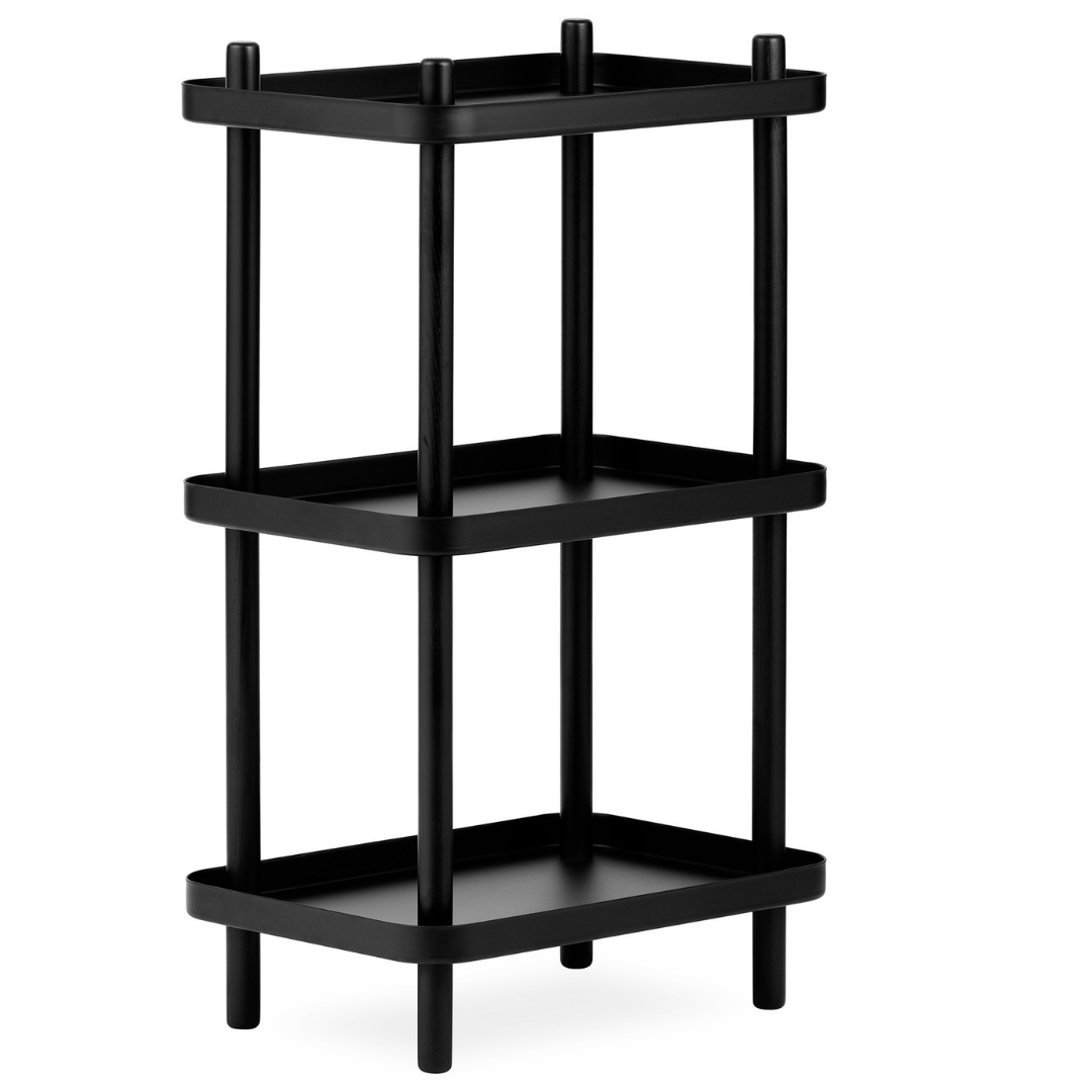 The Block Shelf by Normann Copenhagen is a modern take on the classic Block Table trolley designed by Simon Legald, as a cool storage solution for any room of the home. This versatile stacked shelving was designed for any direction of presentation, which allows it