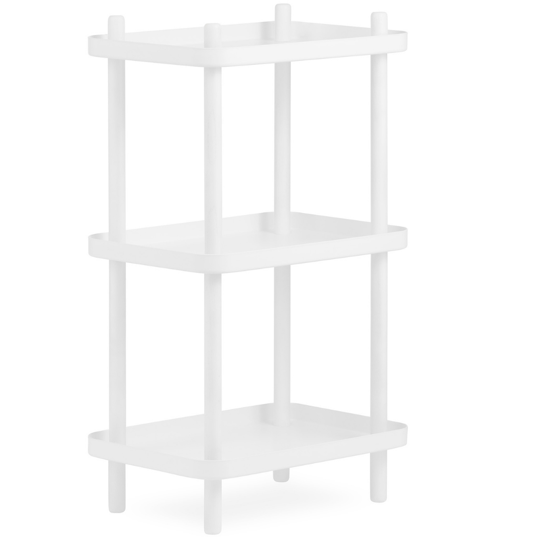 The Block Shelf by Normann Copenhagen is a modern take on the classic Block Table trolley designed by Simon Legald, as a cool storage solution for any room of the home. This versatile stacked shelving was designed for any direction of presentation, which allows it