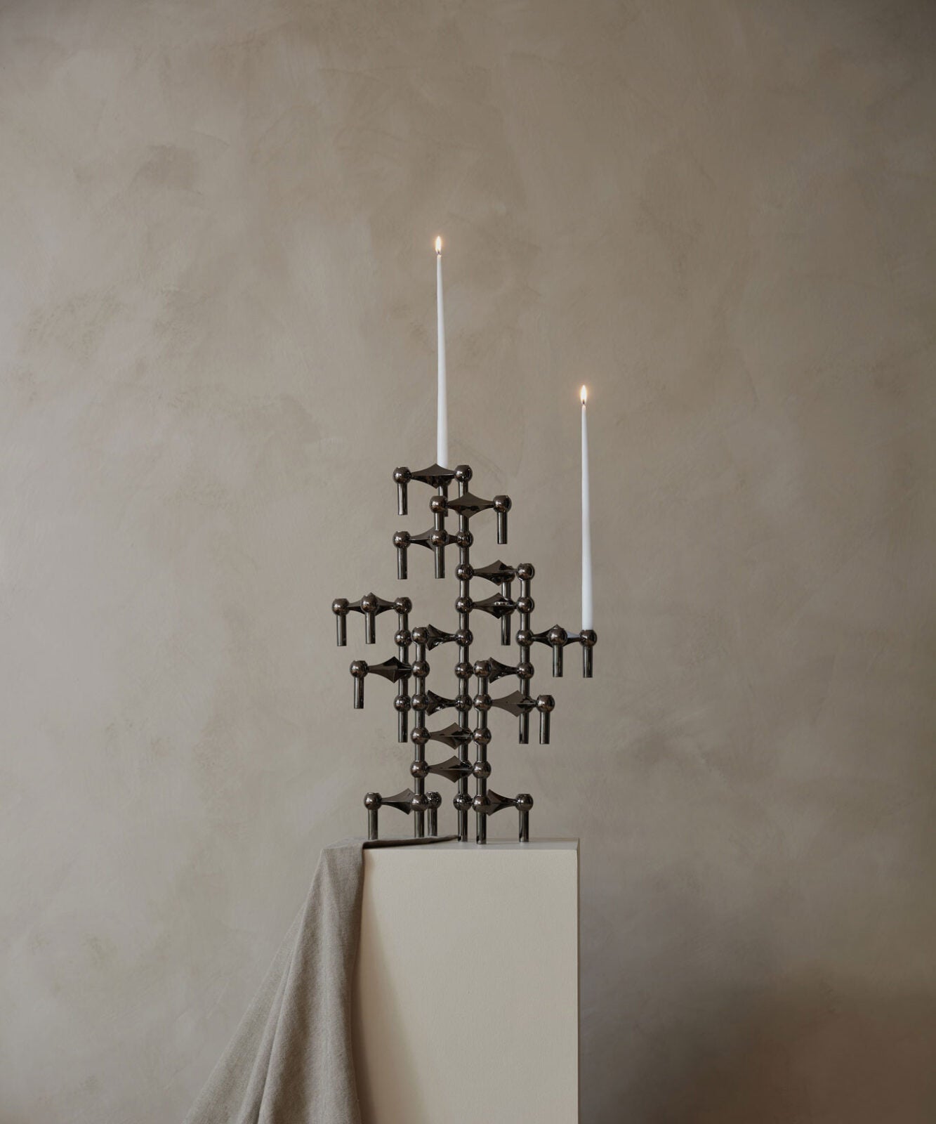 STOFF Nagel Candle Holder, Black Chrome