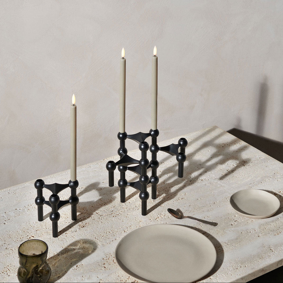 STOFF Nagel Candle Holder, Black, Set of 3 - Batten Home