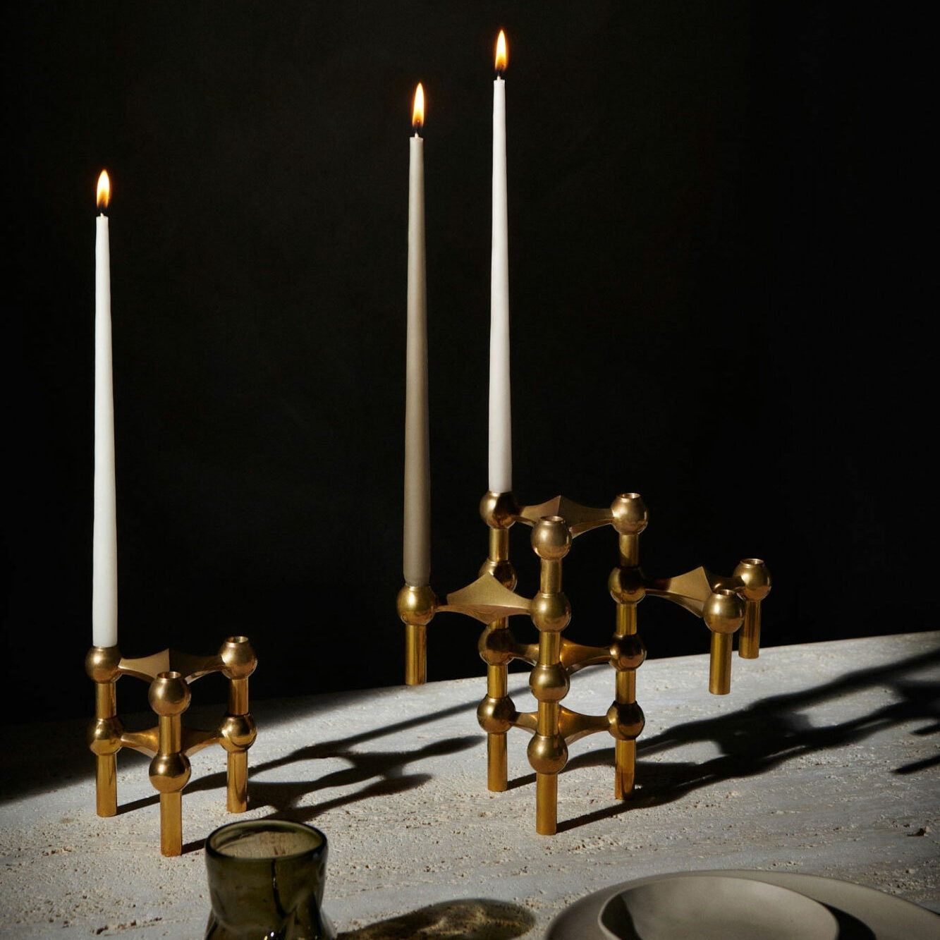 STOFF Nagel Candle Holder, Solid Brass, Set of 3