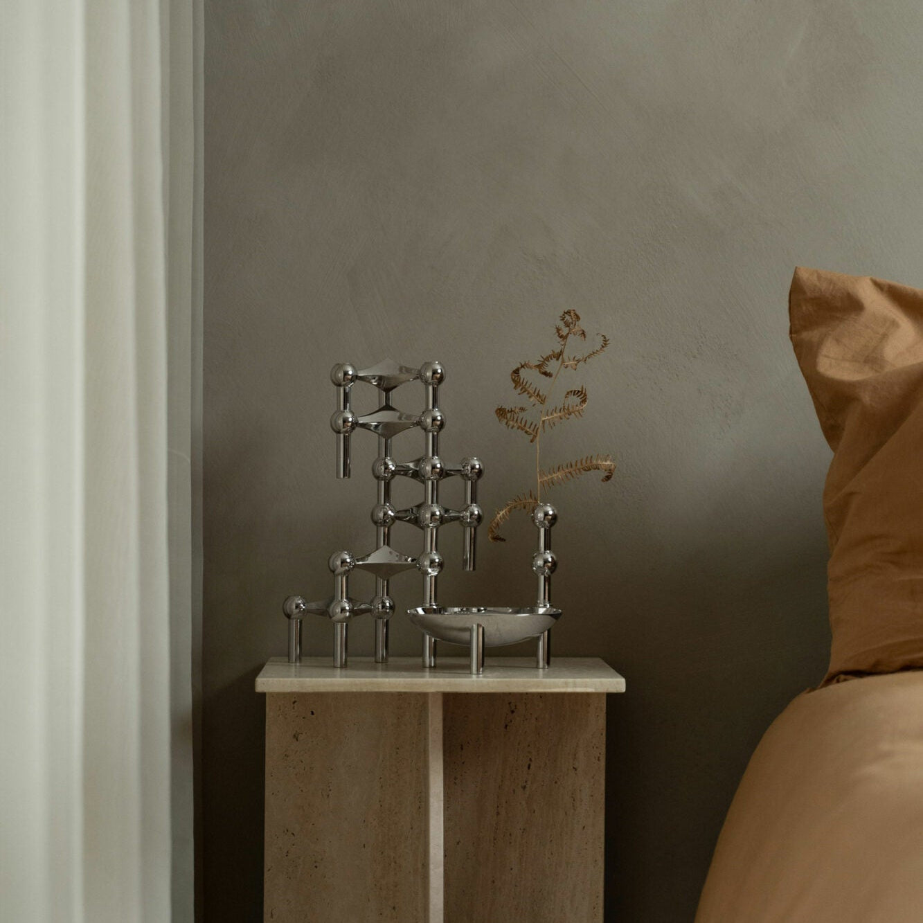 STOFF Nagel Candle Holder, Chrome, Set of 3 - Batten Home