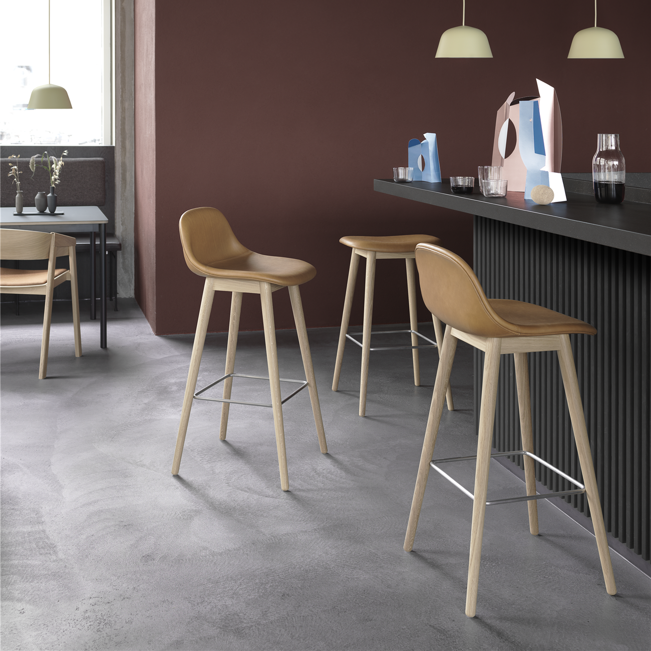MuutoFiber Bar Stool - Wood Base - Batten Home