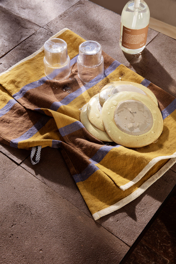 Hale Tea Towel Lime | Bright Blue | Chocolate