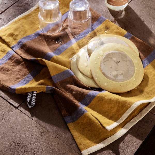 Hale Tea Towel Lime | Bright Blue | Chocolate - Batten Home