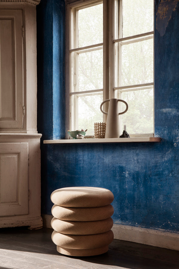 Pouf Faded Velvet Small Beige - Batten Home