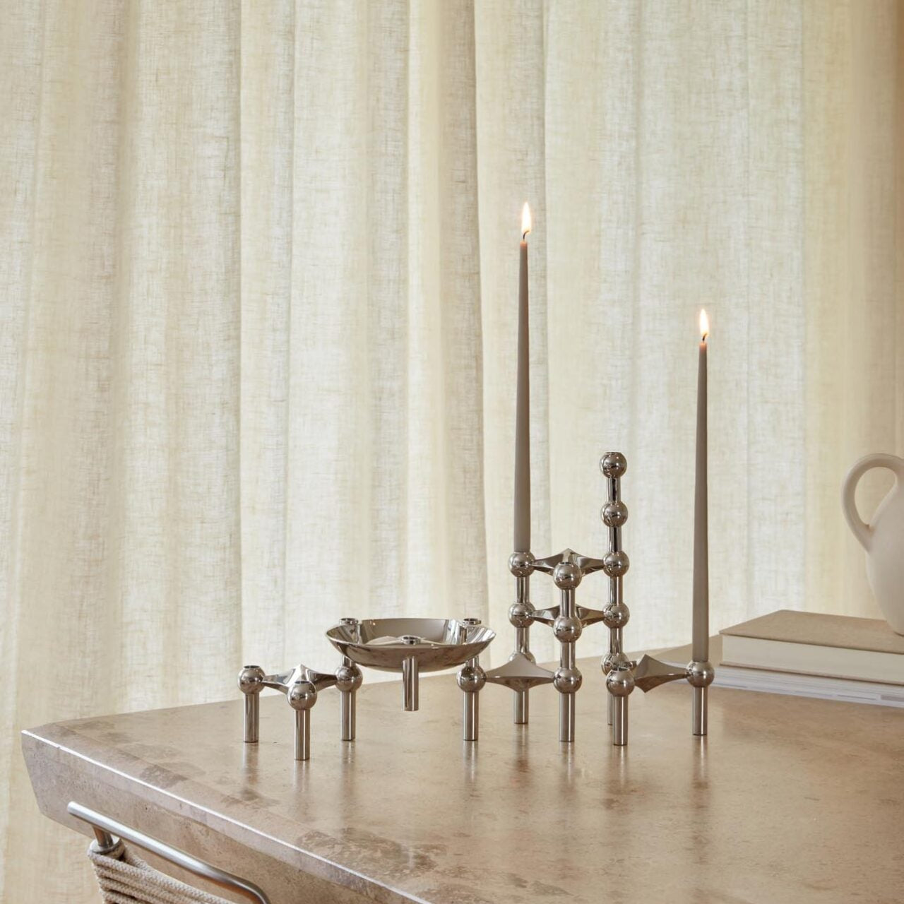 STOFF Nagel Taper Candle by Ester & Erik, Sand, Set of 6 - Batten Home