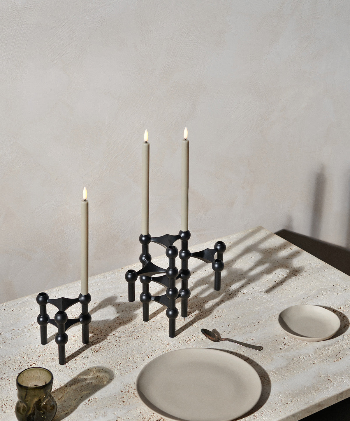 STOFF LED Taper Candle by Uyuni Lighting, Sand, Set of 2