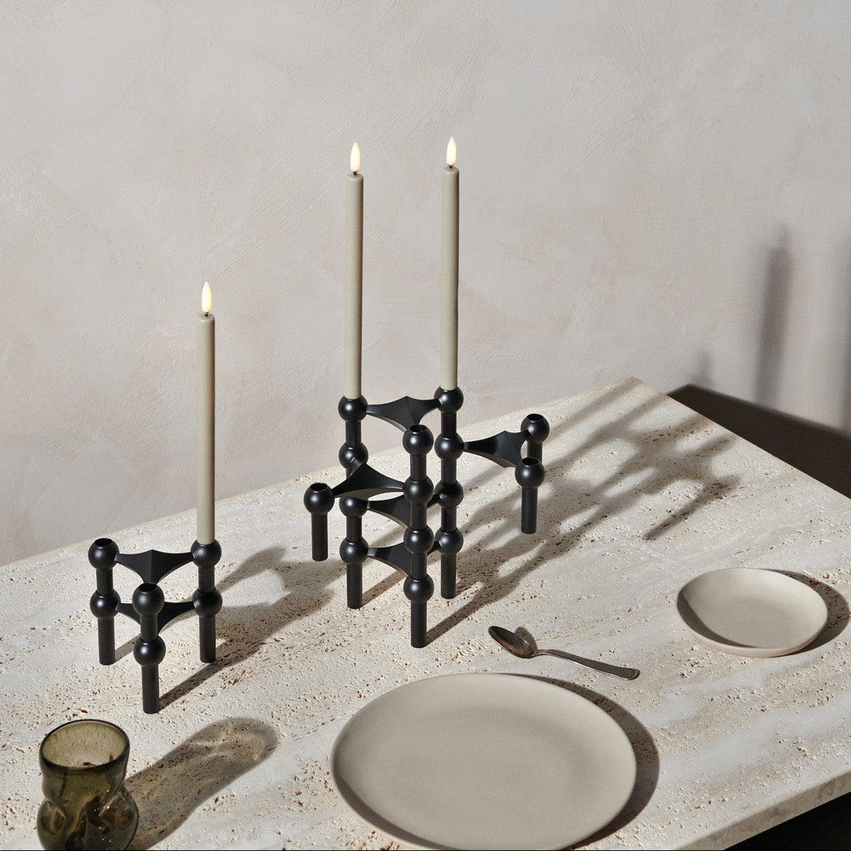 STOFF LED Taper Candle by Uyuni Lighting, Sand, Set of 2 - Batten Home