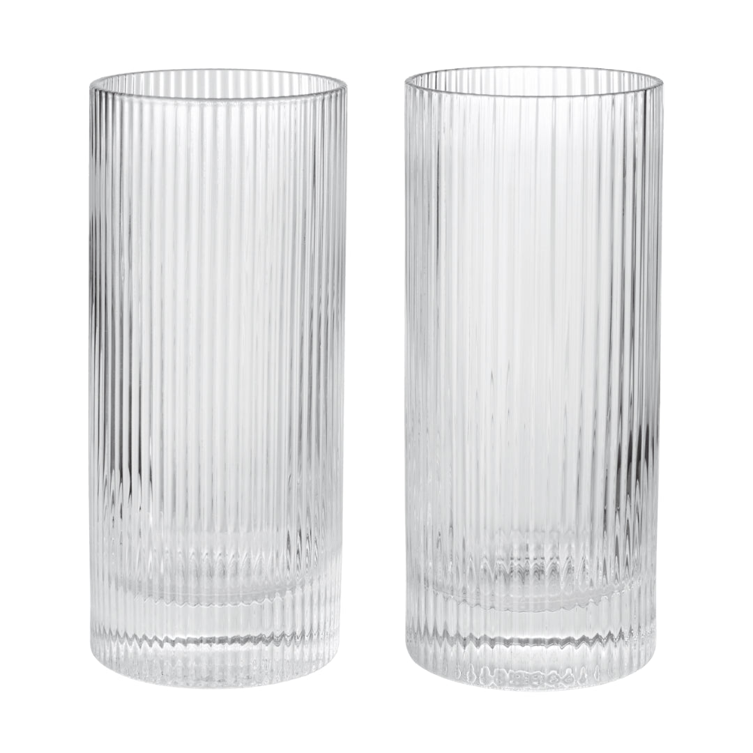 Ferm Living Ripple Highball Glasses - Set of 2 - Clear - Batten Home