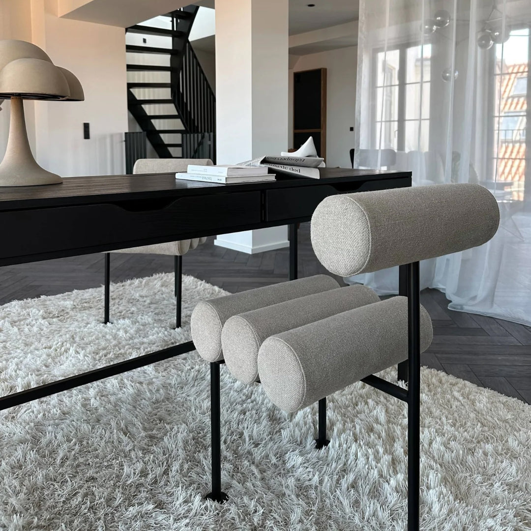 Hiro Dining Chair, Black Frame - Sand