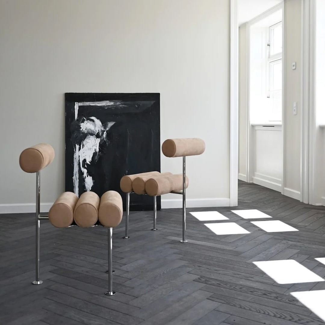 Hiro Dining Chair, Stainless Steel - Nubuck