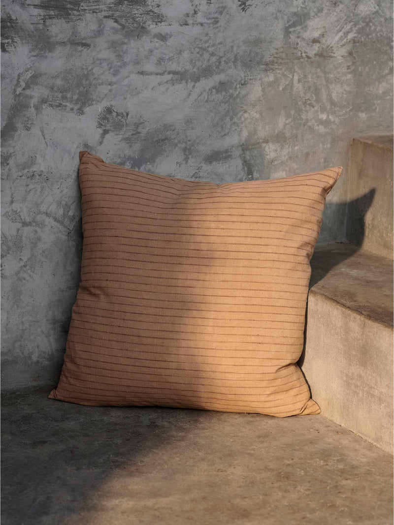 Brown Cotton Cushion - Stripe