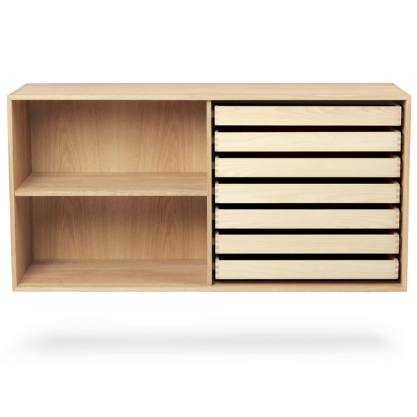 FK63 Shelving System - Deep Bookcase with Trays - Wall-Mounted