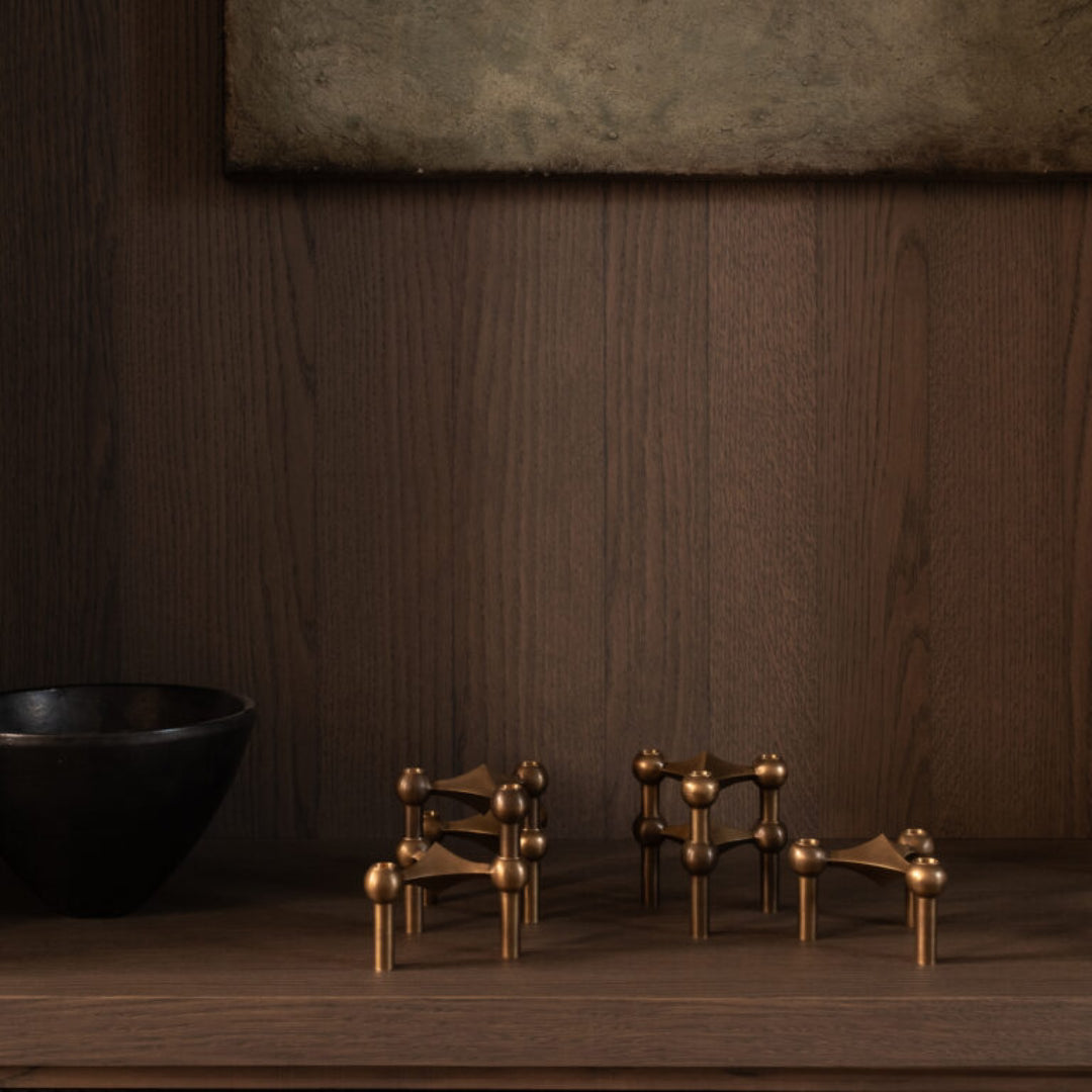 STOFF Nagel Candle Holder, Bronzed Brass