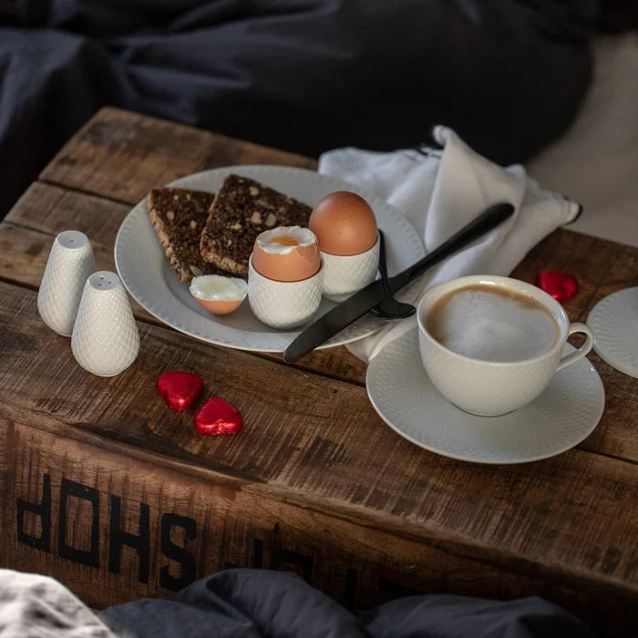 Lyngby Porcelain Rhombe Tea Cup w/ Saucer