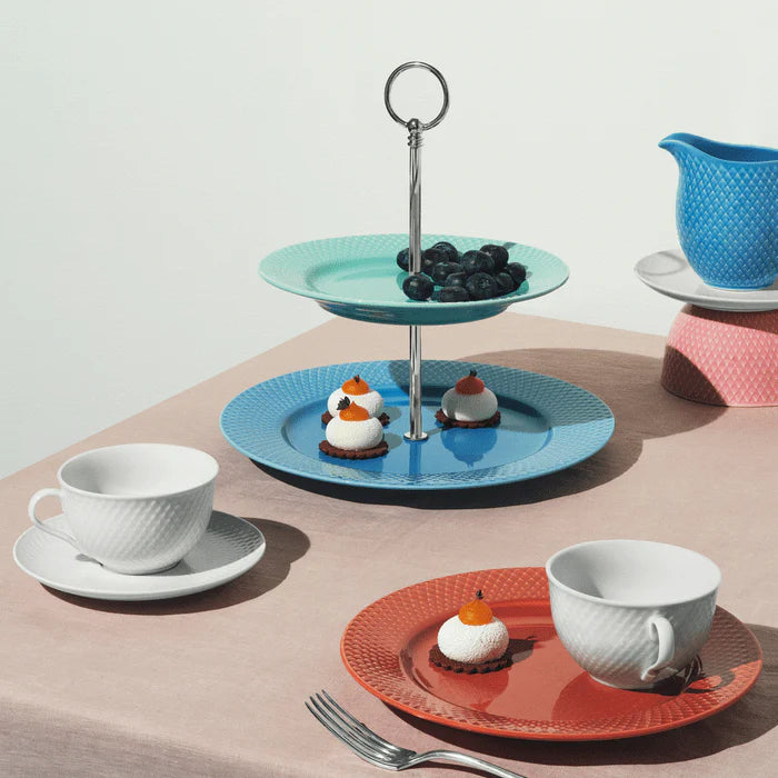 Lyngby Porcelain Rhombe Tea Cup w/ Saucer