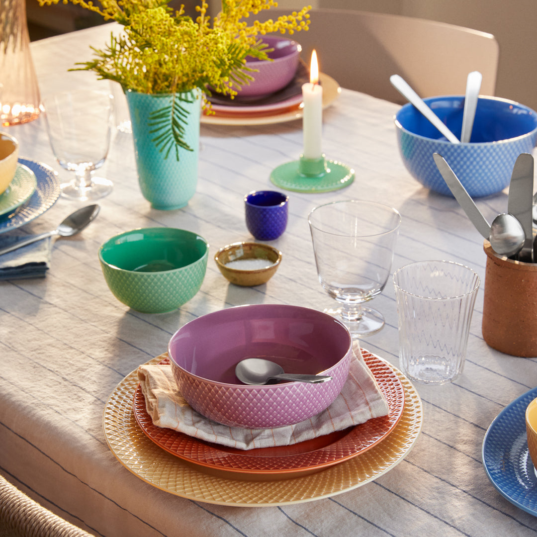 Lyngby Porcelain Rhombe Serving Bowl 17.5 Blue