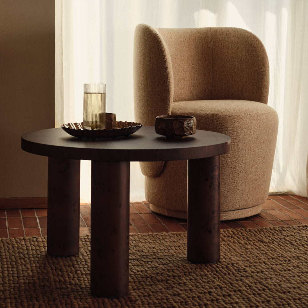Post Coffee Table - Small - Dark Stained Burl