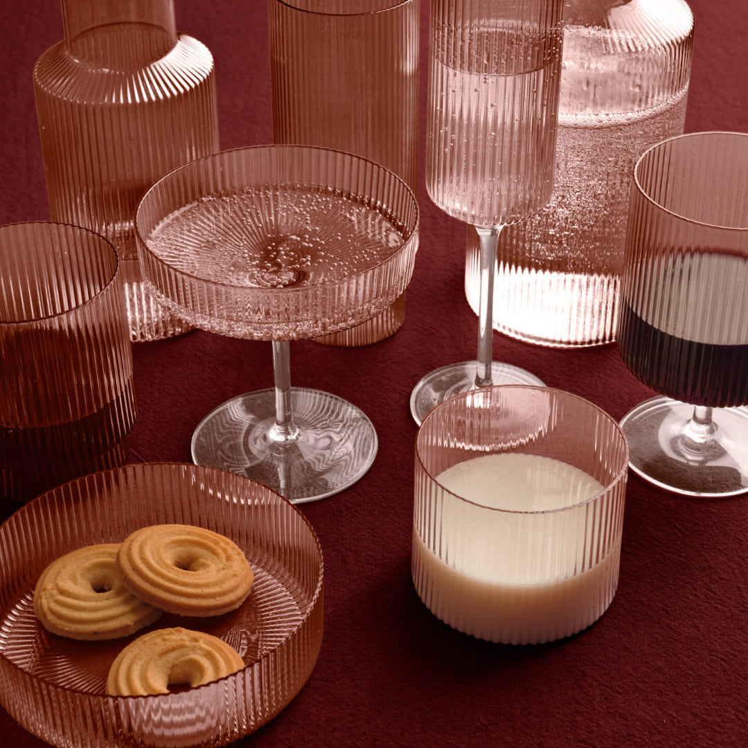 Ferm Living Ripple Glass Set in Blush - Batten Home