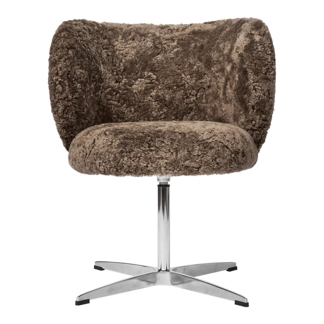 Ferm Living Rico Dining Chair - Swivel - Sheepskin - Sahara - Batten Home