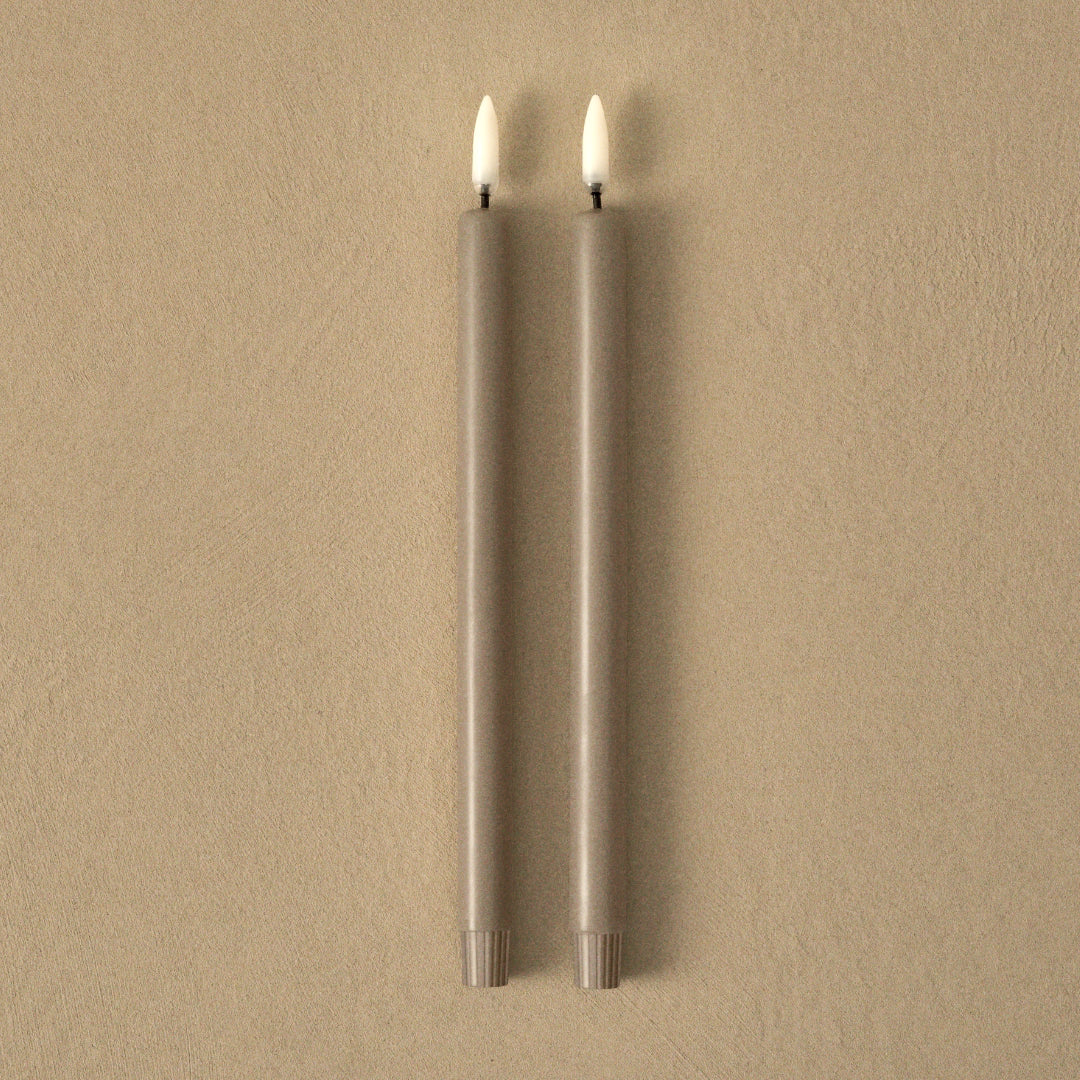 STOFF LED Taper Candle by Uyuni Lighting, Sand, Set of 2 - Batten Home