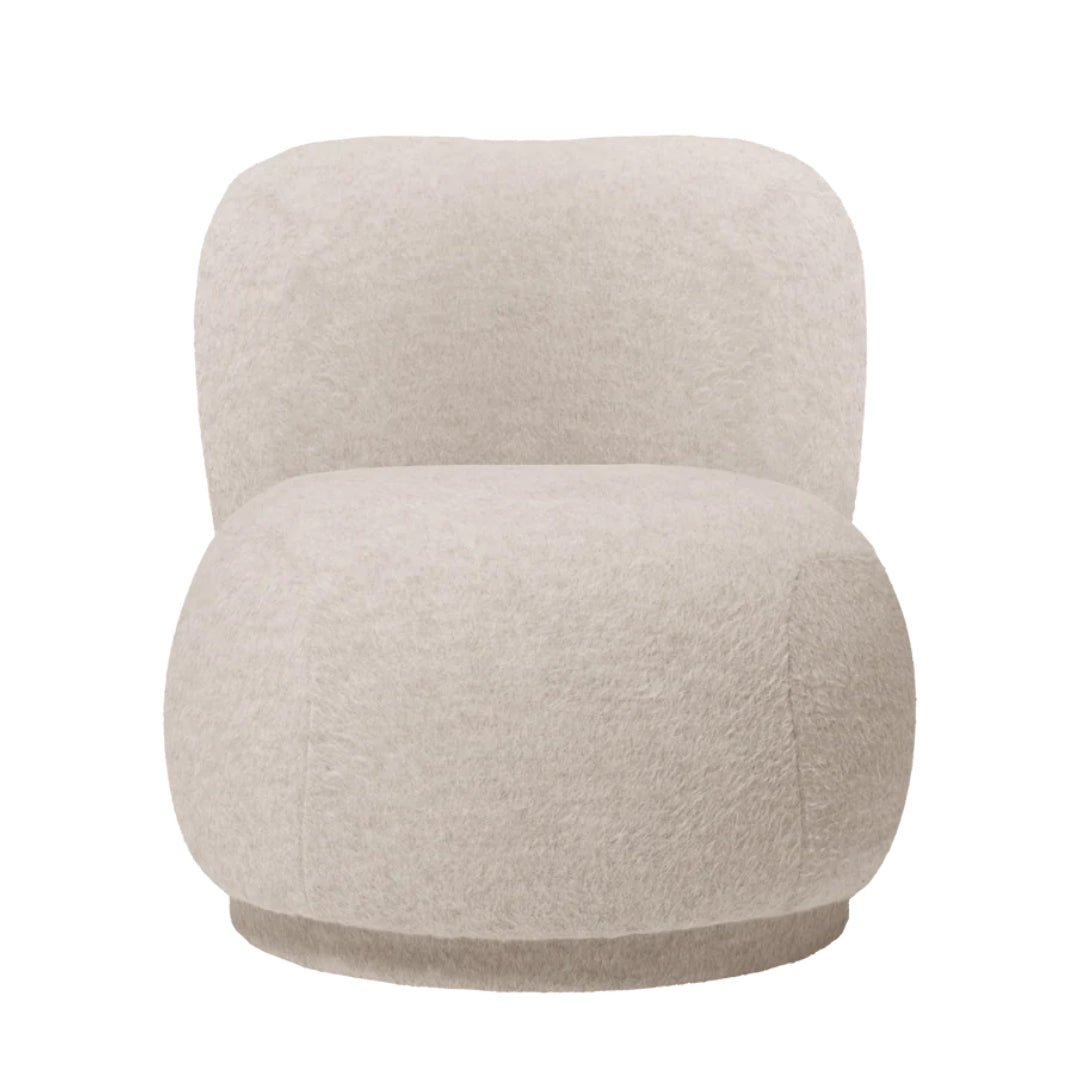 Ferm Living Rico Piccolo Lounge Chair - Swivel - Soft Alpaca - Natural - Batten Home