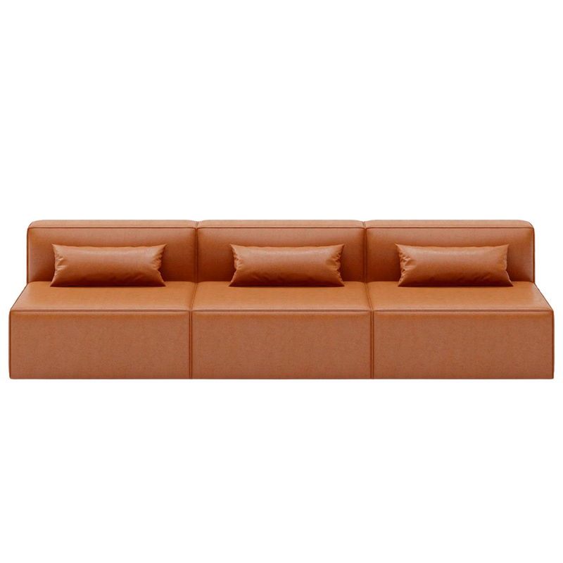 Mix Modular 3-Pc Armless Sofa Vegan Appleskin Leather Cognac - Gus Modern at Batten Home