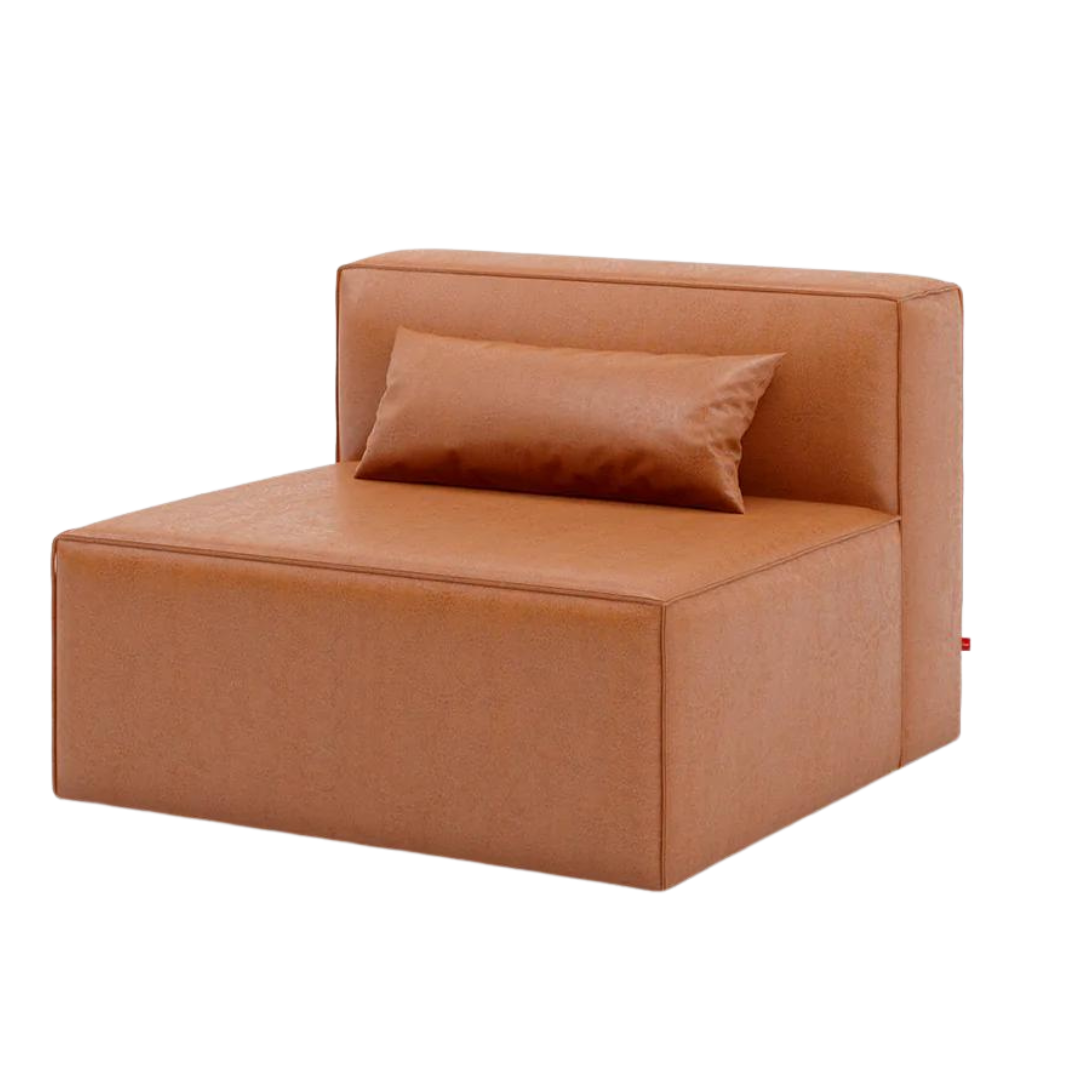 Mix Modular Armless Chair Vegan Appleskin Leather Cognac - Gus Modern at Batten Home
