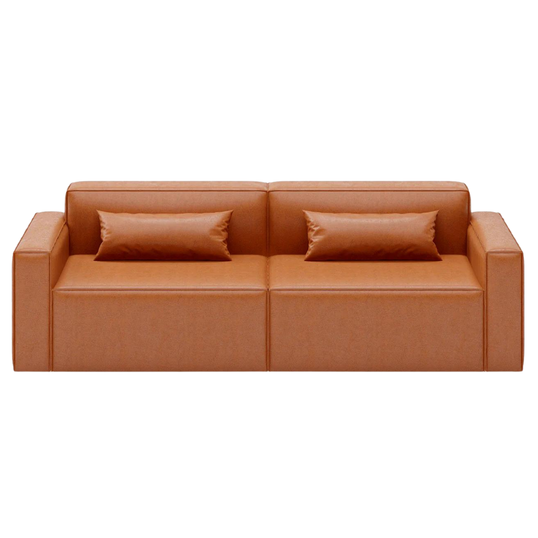 Mix Modular 2-Pc Sofa Vegan Appleskin Leather Cognac - Gus Modern at Batten Home
