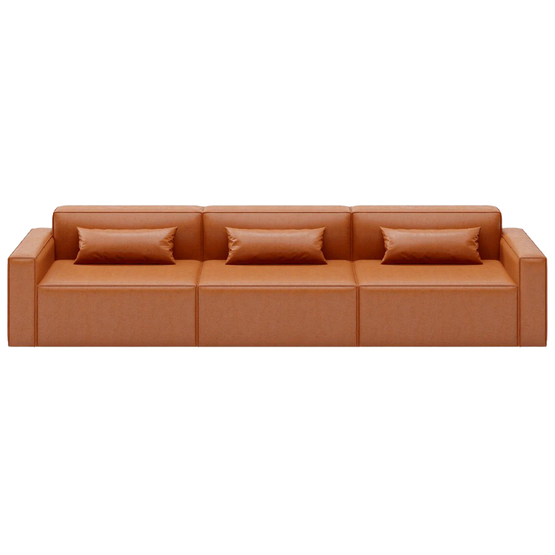 Mix Modular 3-Pc Sofa Vegan Appleskin Leather Cognac - Gus Modern at Batten Home