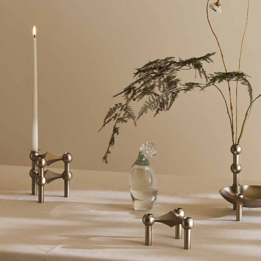 STOFF Nagel Candle Holder, Brushed Chrome
