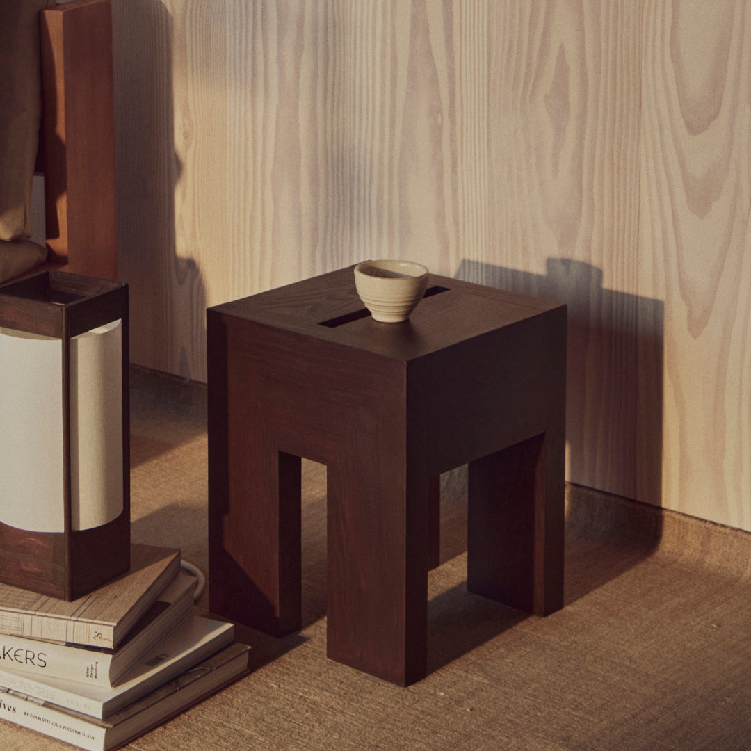 Form and Refine Monolith Side Table, Dark Brown Ash - Batten Home