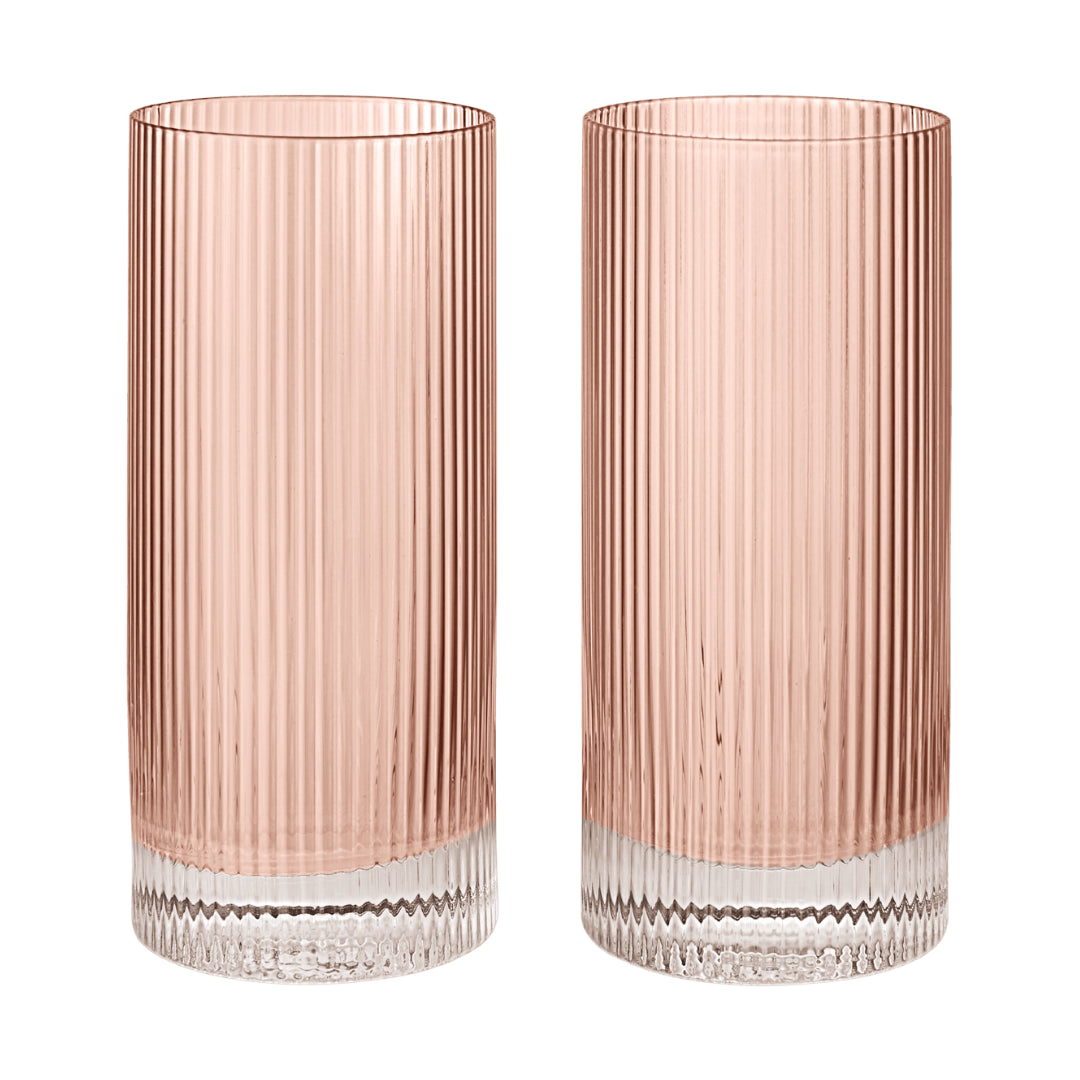 Ferm Living Ripple Highball Glasses - Set of 2 - Blush - Batten Home