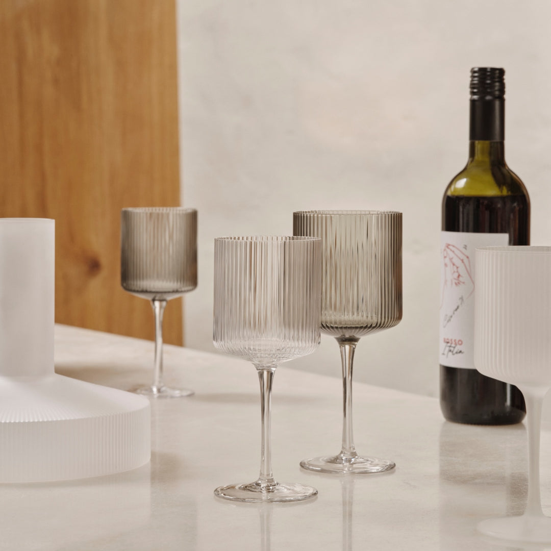 Ripple White Wine Glasses - Set of 2 - Smoked Grey
