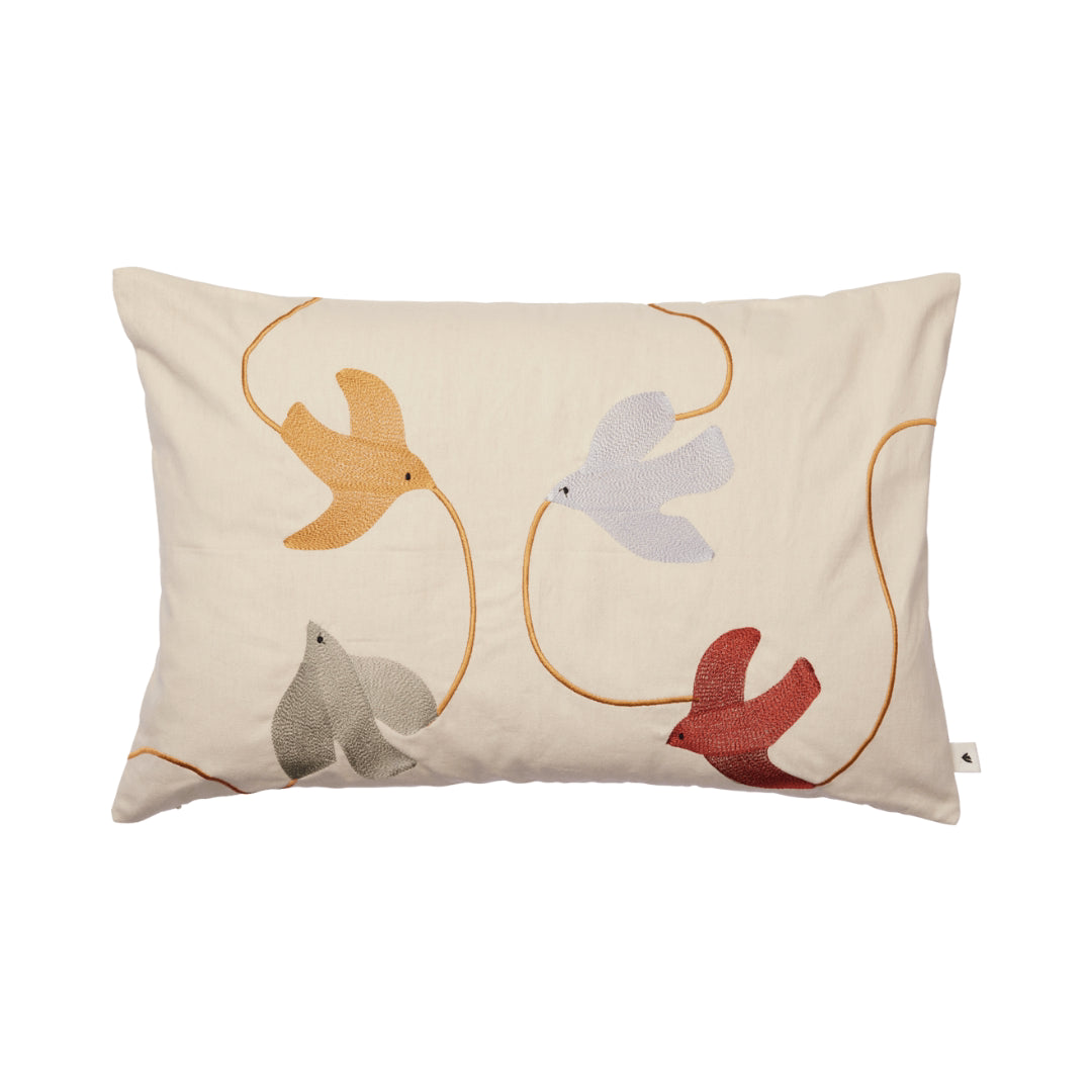 Swif Bird Embroidered Cushion - Rectangular