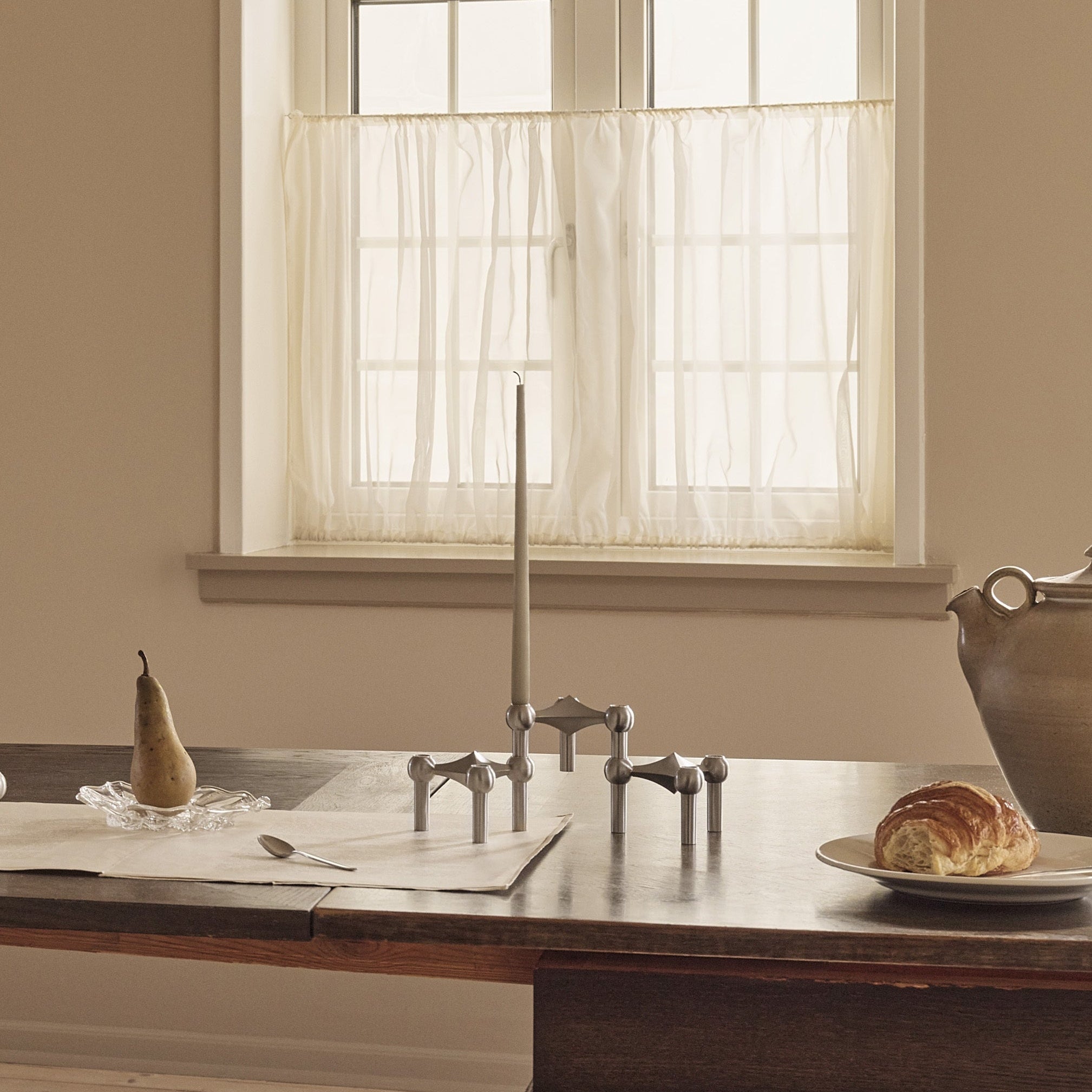 STOFF Nagel Candle Holder, Brushed Chrome