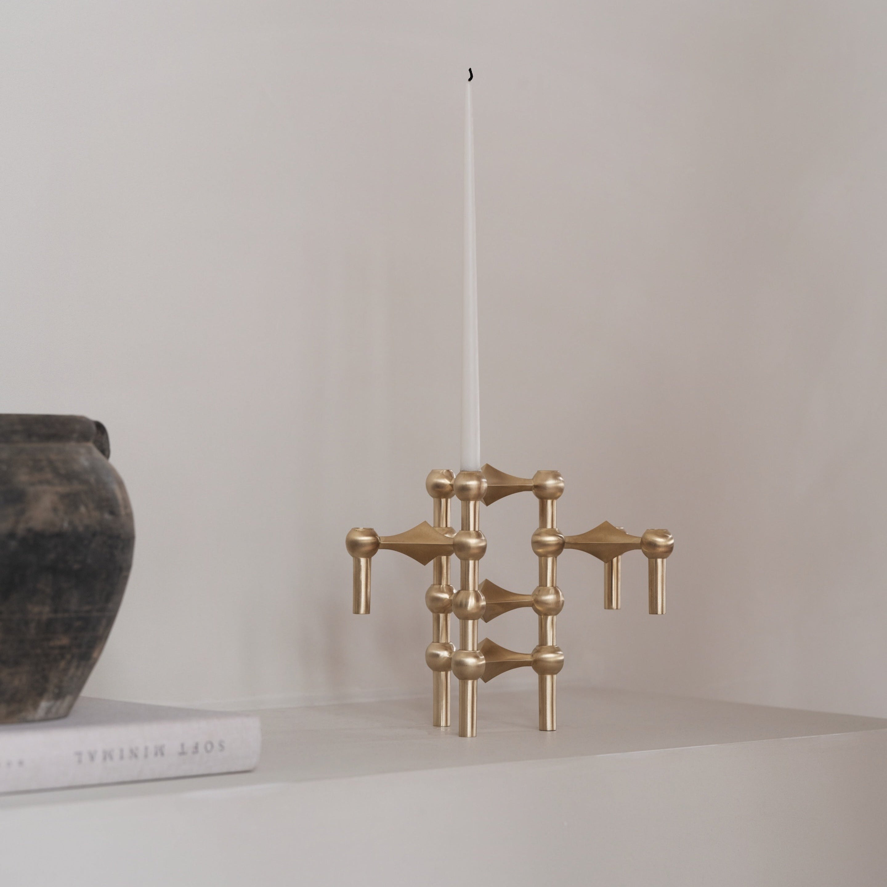 STOFF Nagel Candle Holder, Brushed Brass