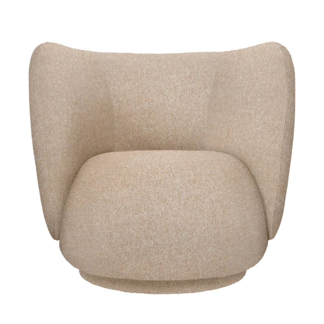 Ferm Living Rico Lounge Chair - Swivel - Vanir - Off-White/Honey - Batten Home